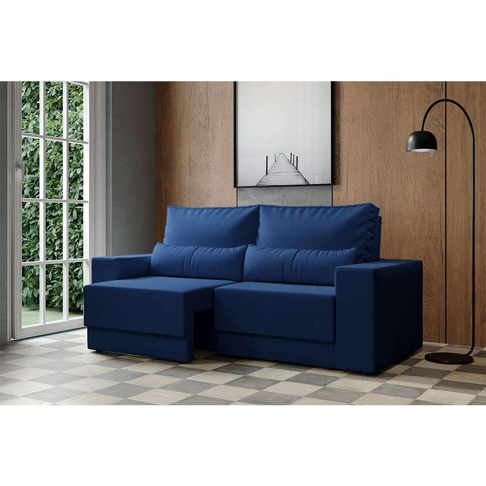 Sofá 3 Lugares Retrátil Sochi Linho Azul Marinho - 7