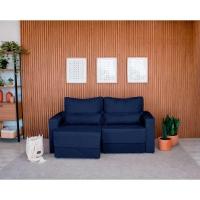 Sofá 3 Lugares Retrátil Sochi Linho Azul Marinho - 2