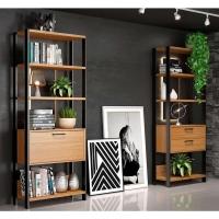 Estante Dijon 1 PT Freijó e Preta 74 cm