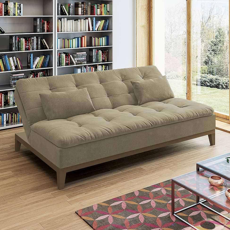 Sofá-Cama 3 Lugares Casal Premium Base e Pés de Madeira Suede Bege - 8