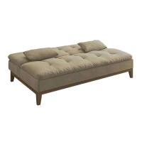 Sofá-Cama 3 Lugares Casal Premium Base e Pés de Madeira Suede Bege - 6