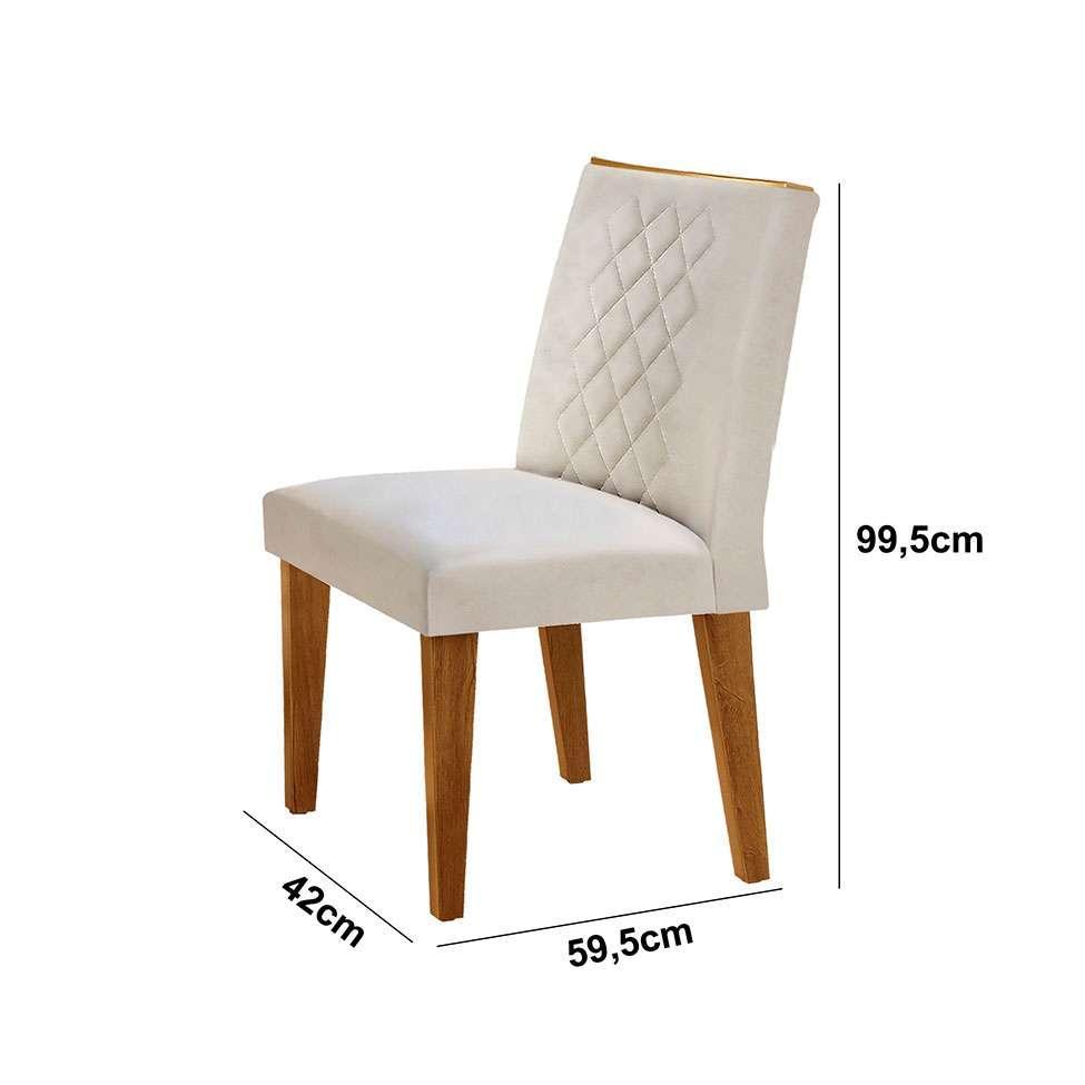 Conjunto de Mesa de Jantar com 6 Cadeiras Estofadas Maia I Veludo Off White e Creme - 4