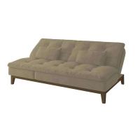 Sofá-Cama 3 Lugares Casal Amanda com Pés de Madeira Suede Bege - 3