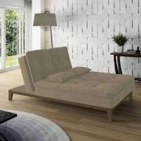 Sofá-Cama 3 Lugares Casal Amanda com Pés de Madeira Suede Bege - 10