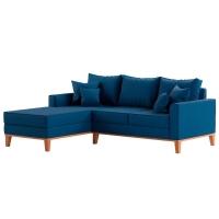 Sofá 3 Lugares Beny Com Chaise Esquerdo Linho Azul Marinho - 6