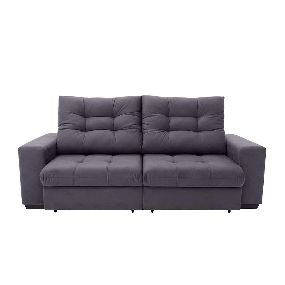 Sofá 3 Lugares Retrátil e Reclinável Biarritz Suede Grafite - 3