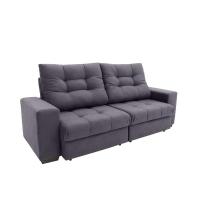 Sofá 3 Lugares Retrátil e Reclinável Biarritz Suede Grafite - 1