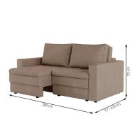 Sofá 3 Lugares Retrátil Berna Suede Bege 180 cm - 3