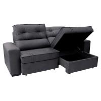 Sofá 3 Lugares Retrátil e Reclinável com Baú Lottus Suede Grafite - 1