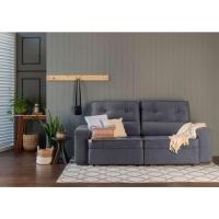 Sofá 3 Lugares Retrátil e Reclinável com Baú Lottus Suede Grafite - 2