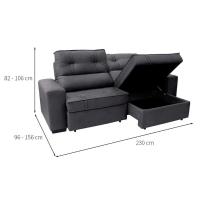 Sofá 3 Lugares Retrátil e Reclinável com Baú Lottus Suede Grafite - 3