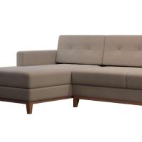 Sofá 4 Lugares Living com Chaise Esquerdo Pés e Base em Madeira Linho Cotton Bege - 6