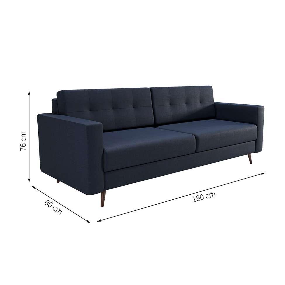 Sofá 3 Lugares Living Pé Palito Linho Cotton Azul Marinho 180 cm - 3