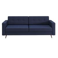 Sofá 3 Lugares Living Pé Palito Linho Cotton Azul Marinho 180 cm