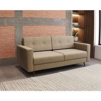 Sofá 2 Lugares Living Pé Palito Linho Cotton Bege - 1