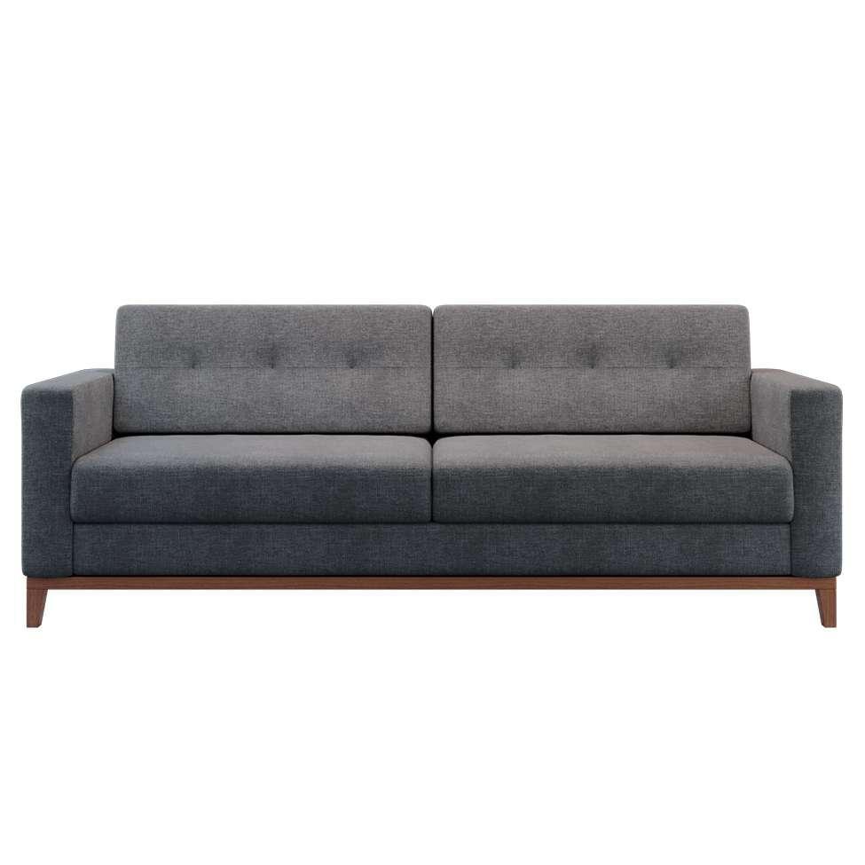 Sofá 3 Lugares Living Pés e Base em Madeira Linho Cotton Cinza 180 cm - 4