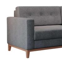 Sofá 3 Lugares Living Pés e Base em Madeira Linho Cotton Cinza 180 cm - 6