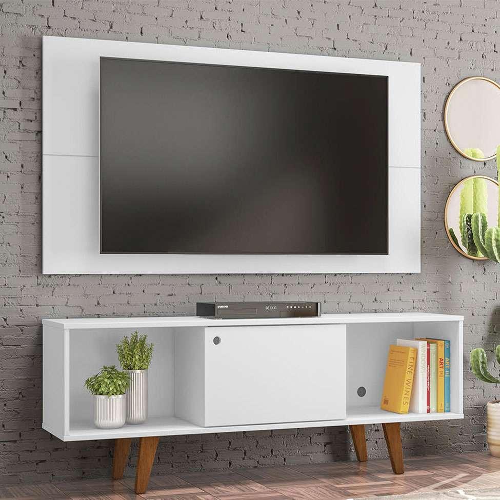 Rack com Painel para TV até 42 Polegadas Salah Branco 135 cm - 1
