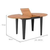 Mesa de Jantar Extensível Oval Helena Freijó e Preta - 3