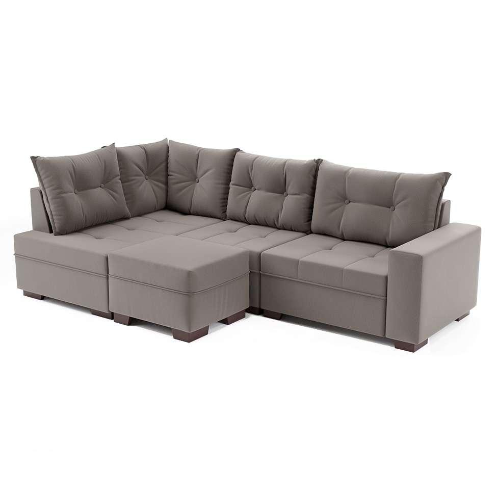 Sofá de Canto 7 Lugares Glória Suede Cinza - 5