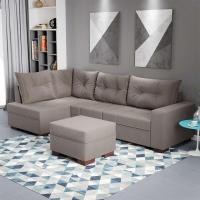 Sofá de Canto 7 Lugares Glória Suede Cinza - 2