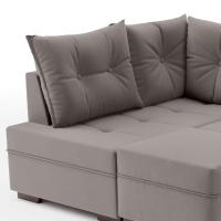 Sofá de Canto 7 Lugares Glória Suede Cinza - 7