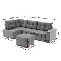 Sofá de Canto 7 Lugares Glória Suede Cinza - 8