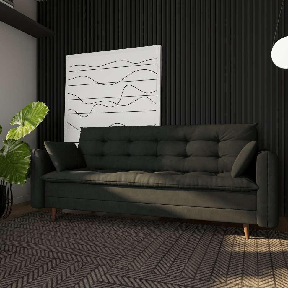 Sofá-Cama Casal 3 Lugares Mônica Suede Grafite - 1