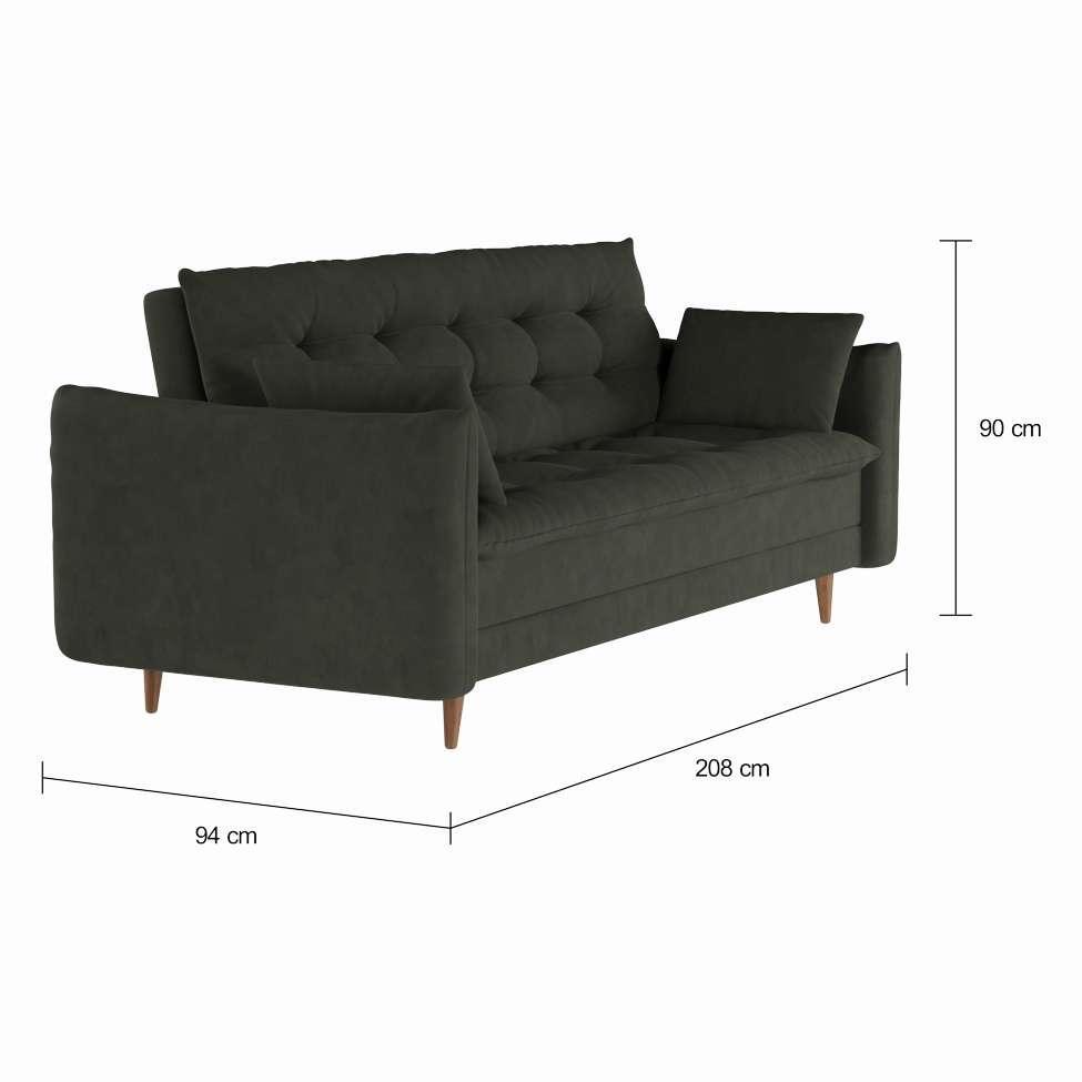 Sofá-Cama Casal 3 Lugares Mônica Suede Grafite - 4