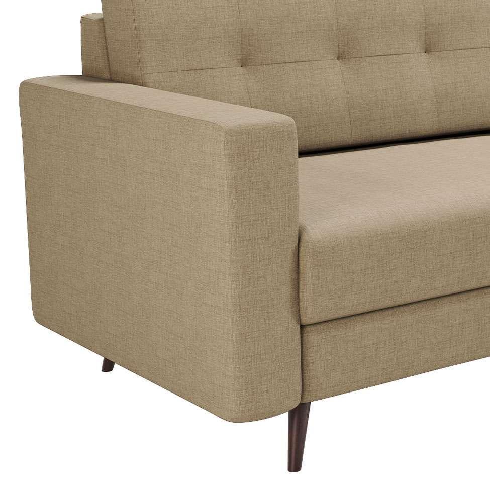 Sofá 3 Lugares Living Pé Palito Linho Cotton Bege 180 cm - 5