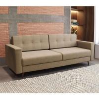 Sofá 3 Lugares Living Pé Palito Linho Cotton Bege 180 cm - 1