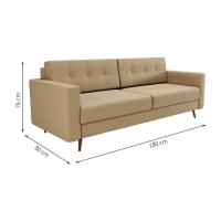 Sofá 3 Lugares Living Pé Palito Linho Cotton Bege 180 cm - 3