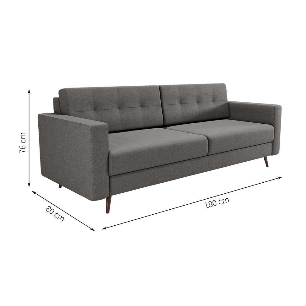 Sofá 3 Lugares Living Pé Palito Linho Cotton Cinza 180 cm - 3