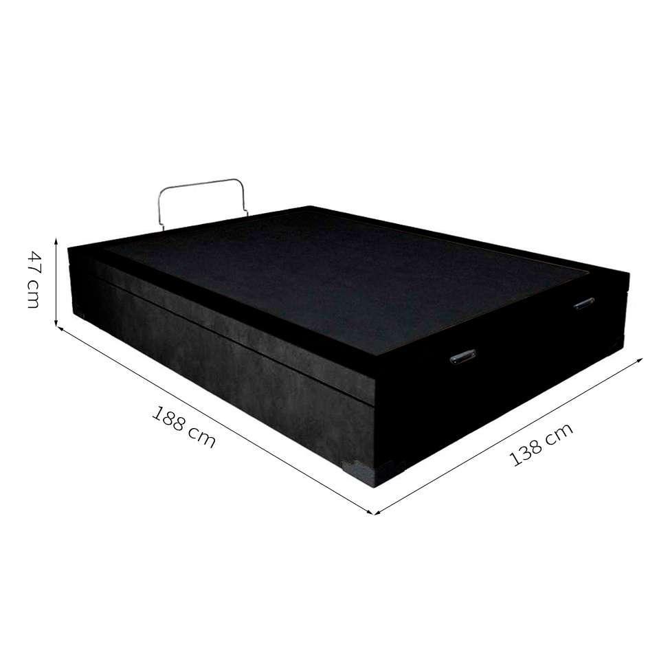 Base para Cama Box Casal Martin Premium com Baú Suede (47x138x188) Preta - 2