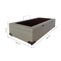 Base para Cama Box Solteiro Martin Premium com Baú Linho (47x88x188 cm) Cru - 3