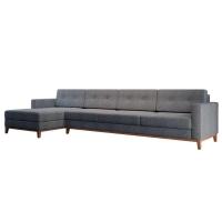 Sofá 4 Lugares Living com Chaise Esquerdo Pés e Base em Madeira Linho Cotton Cinza - 2