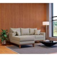 Sofá 3 Lugares Beny Com Chaise Esquerdo Linho Bege - 3