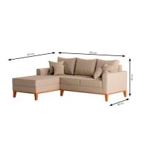 Sofá 3 Lugares Beny Com Chaise Esquerdo Linho Bege