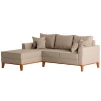 Sofá 3 Lugares Beny Com Chaise Esquerdo Linho Bege - 6