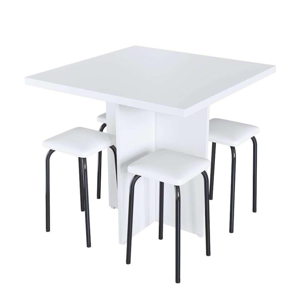 Conjunto de Mesa de Cozinha com 4 Lugares Verona II Branco e Preto - 2