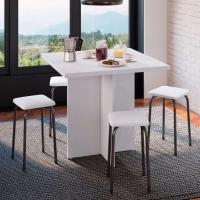 Conjunto de Mesa de Cozinha com 4 Lugares Verona II Branco e Preto - 1