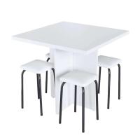 Conjunto de Mesa de Cozinha com 4 Lugares Verona II Branco e Preto - 2