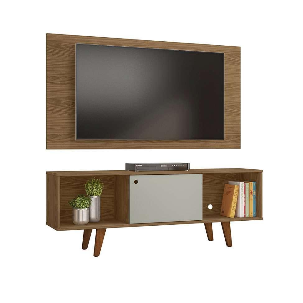 Rack com Painel para TV até 42 Polegadas SalahFreijo e Off White 135 cm - 2