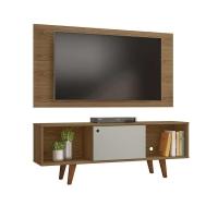 Rack com Painel para TV até 42 Polegadas SalahFreijo e Off White 135 cm - 2