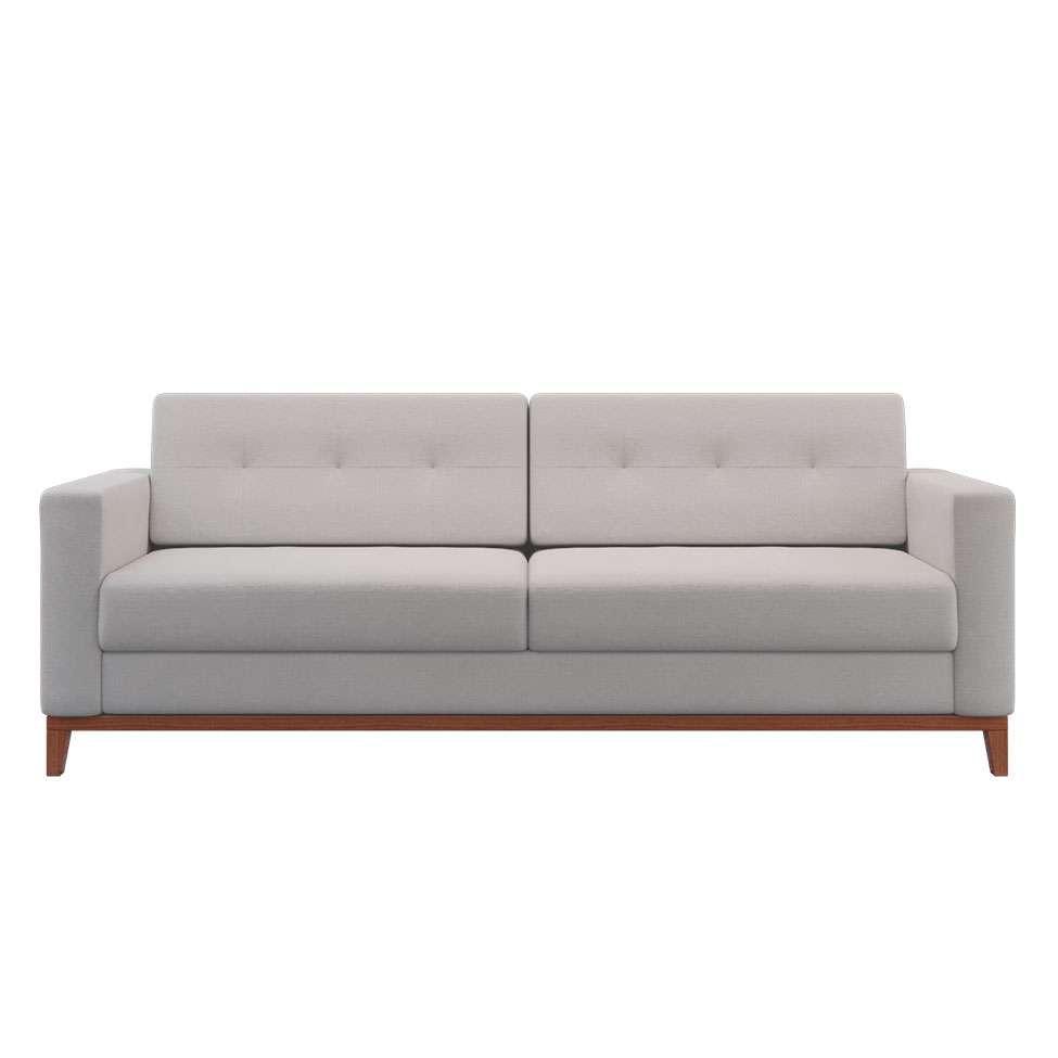 Sofá 3 Lugares Living Pés e Base em Madeira Linho Cotton Cru 180 cm - 5