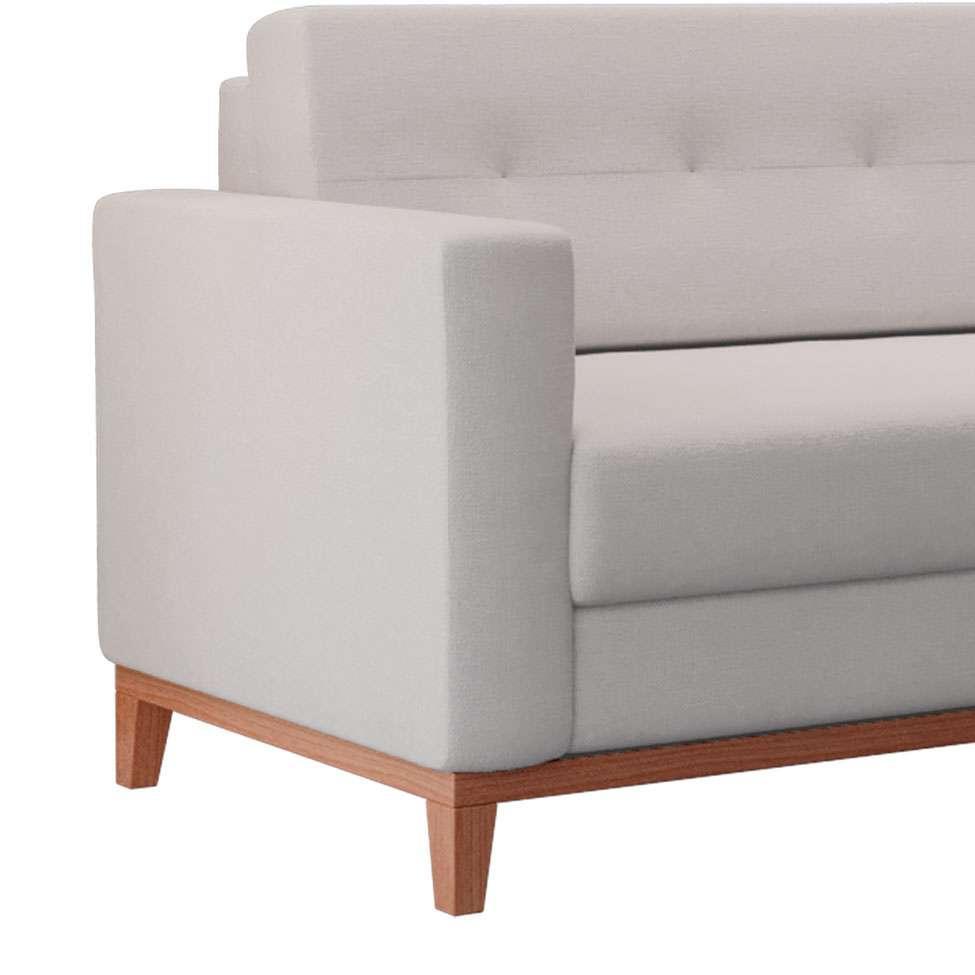 Sofá 3 Lugares Living Pés e Base em Madeira Linho Cotton Cru 180 cm - 6