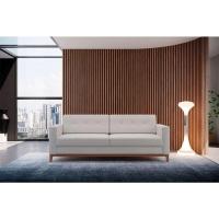 Sofá 3 Lugares Living Pés e Base em Madeira Linho Cotton Cru 180 cm - 1