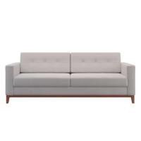 Sofá 3 Lugares Living Pés e Base em Madeira Linho Cotton Cru 180 cm - 5