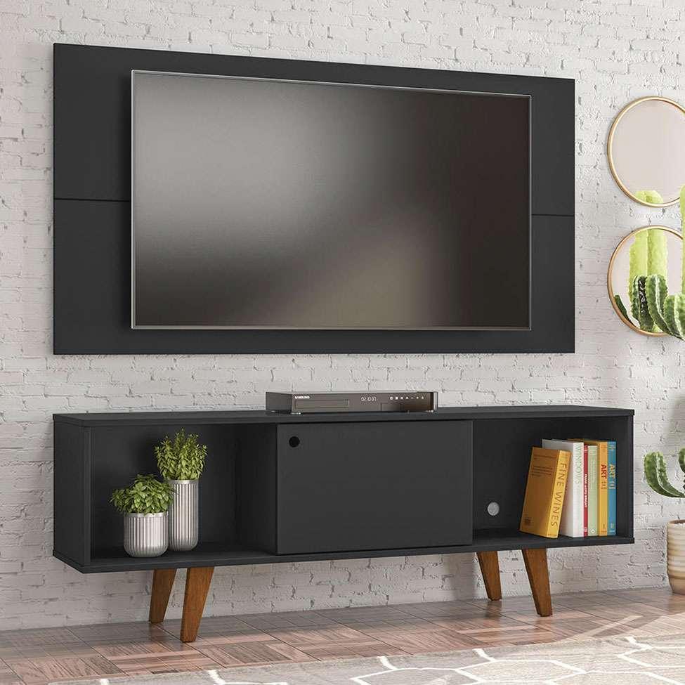 Rack com Painel para TV até 42 Polegadas Salah Preto 135 cm - 1
