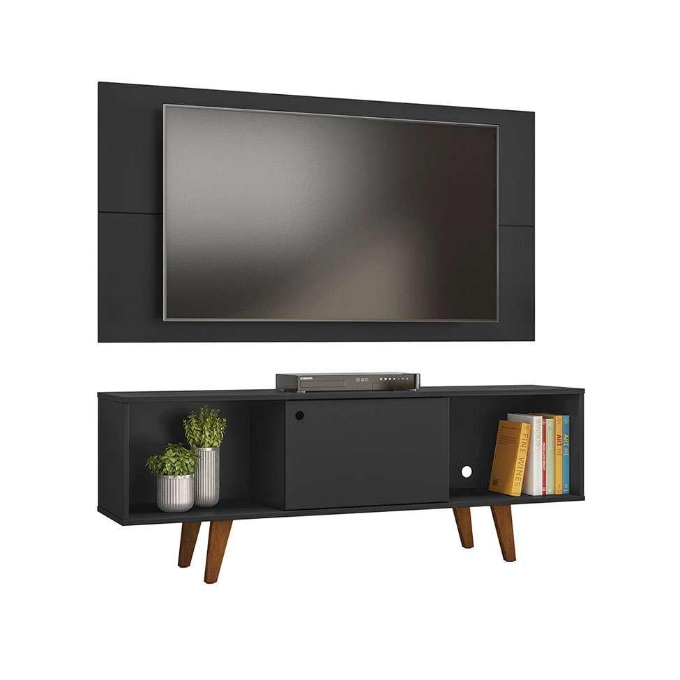 Rack com Painel para TV até 42 Polegadas Salah Preto 135 cm - 2